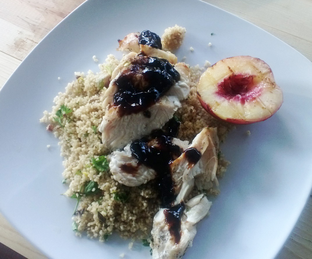 Grilled Chicken Couscous with Apricots and Pistachio 