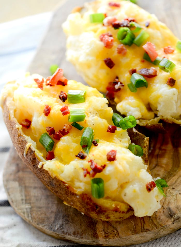 Twice Baked Potatoes with Bacon and Cheddar