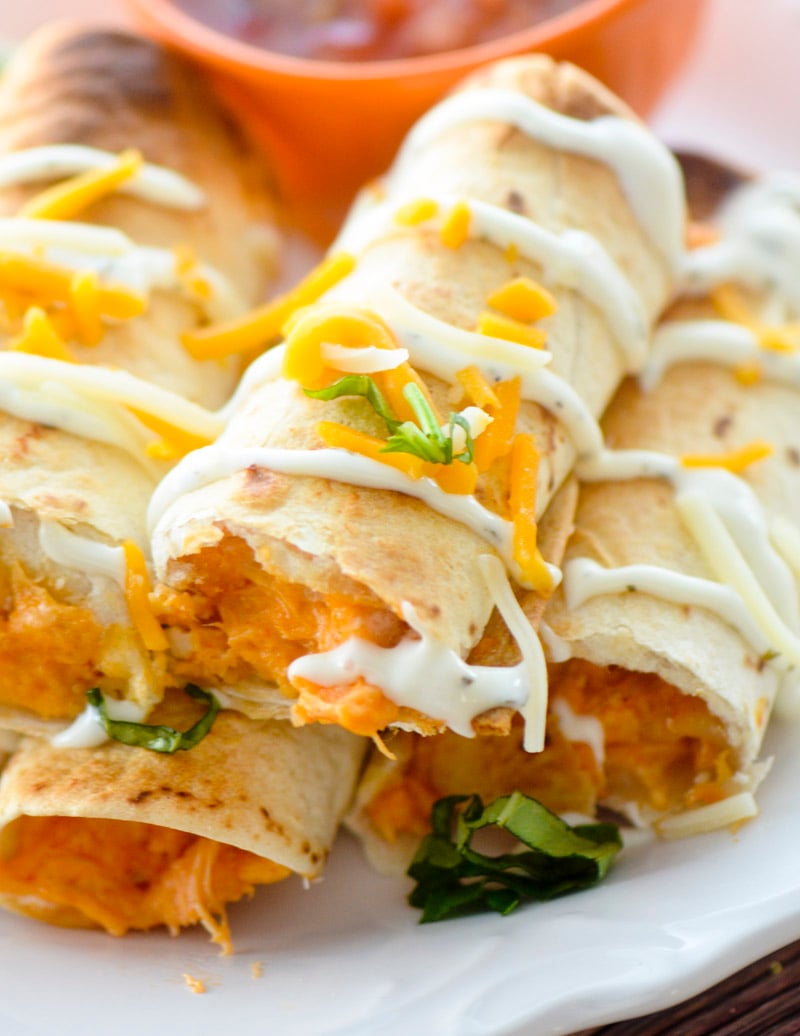 Baked Buffalo Chicken Taquitos