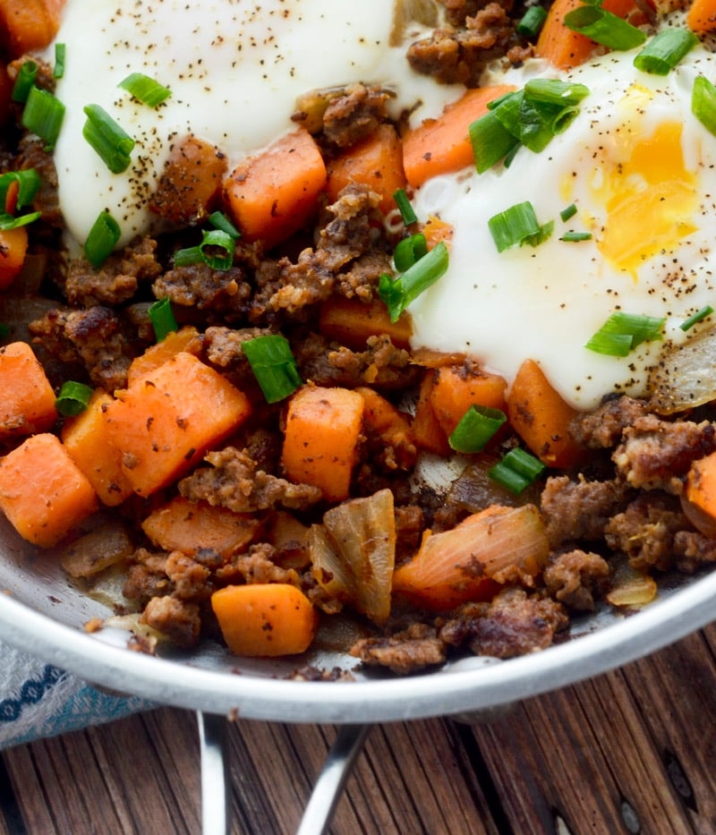 Sweet Potato and Sausage Hash with Fried Egg 