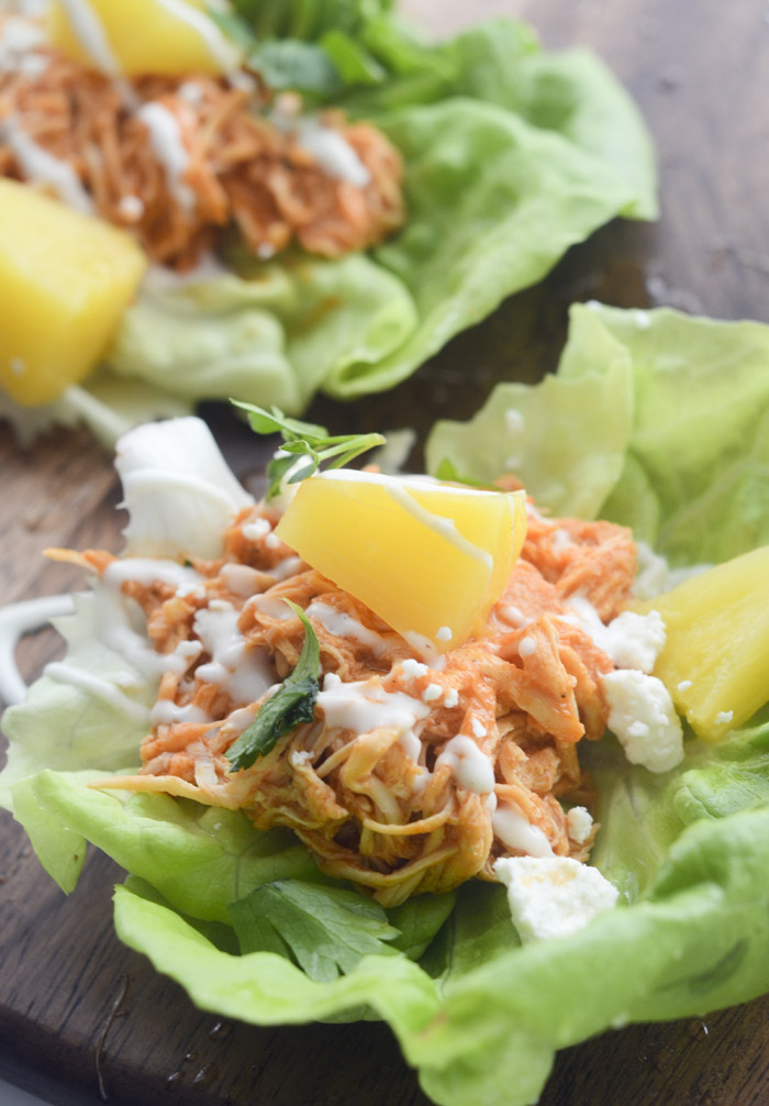 Slow Cooker Buffalo Chicken Lettuce Wraps - Recipe Diaries