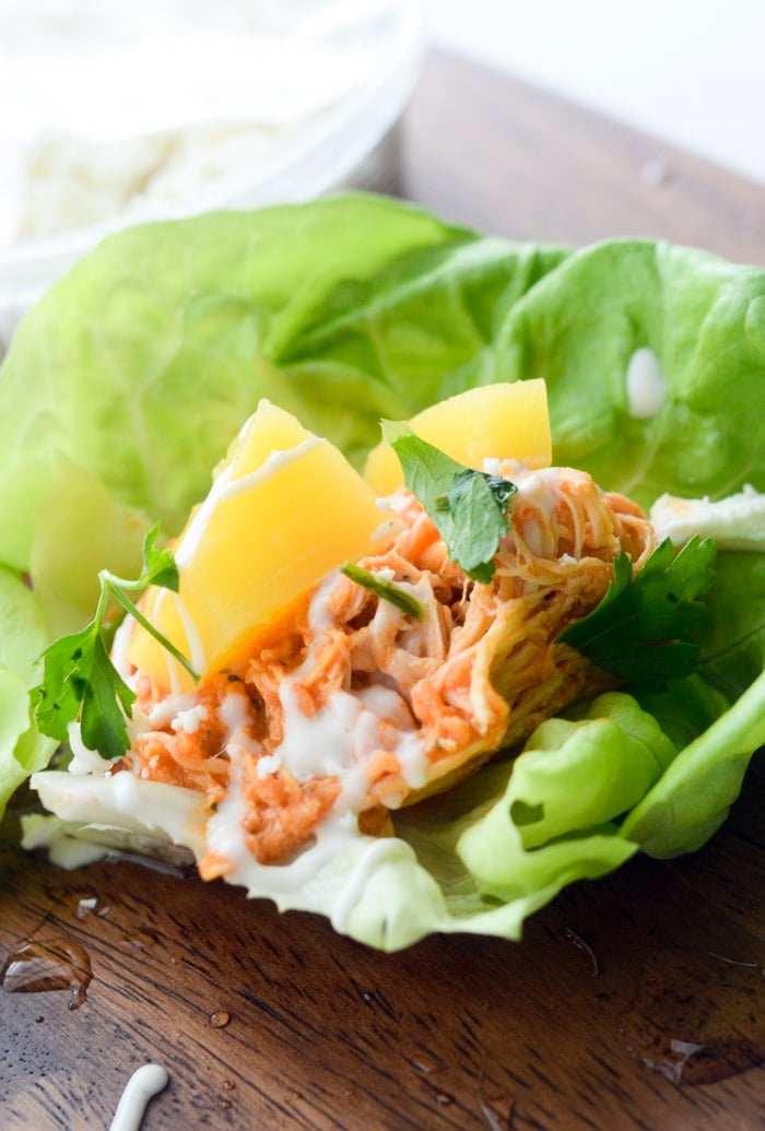 Slow Cooker Buffalo Chicken Lettuce Wraps - Recipe Diaries