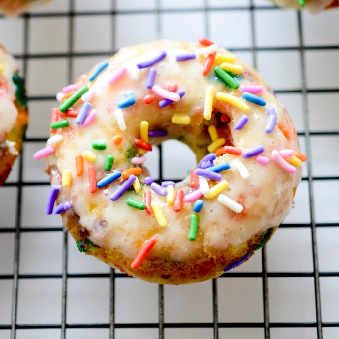 Baked Funfetti Glazed Doughnuts 