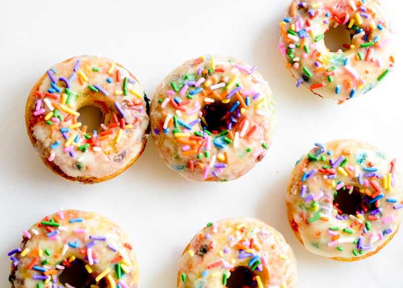 Baked Funfetti Glazed Doughnuts