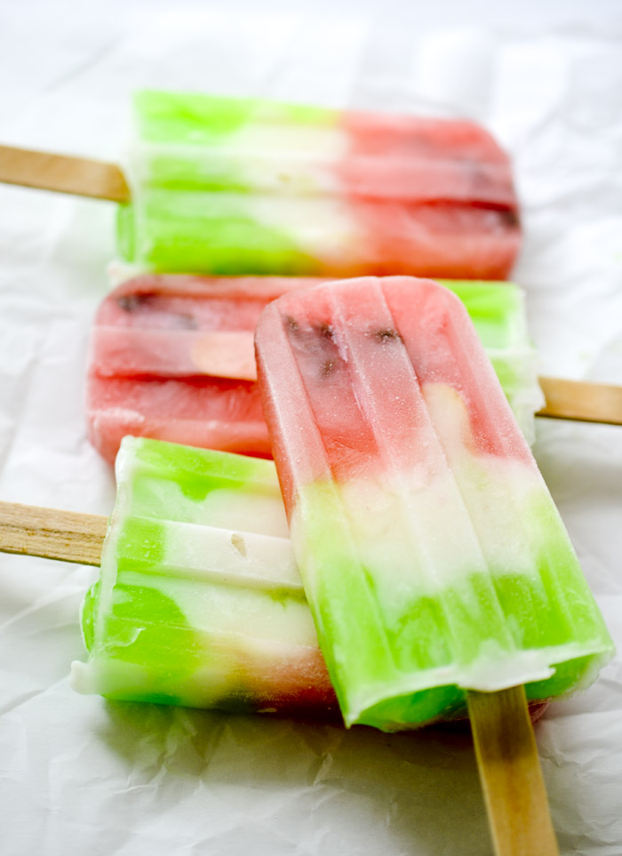  Watermelon Freezer Pops - Fun layered popsicles for Summer that look like watermelon - Recipe Diaries 