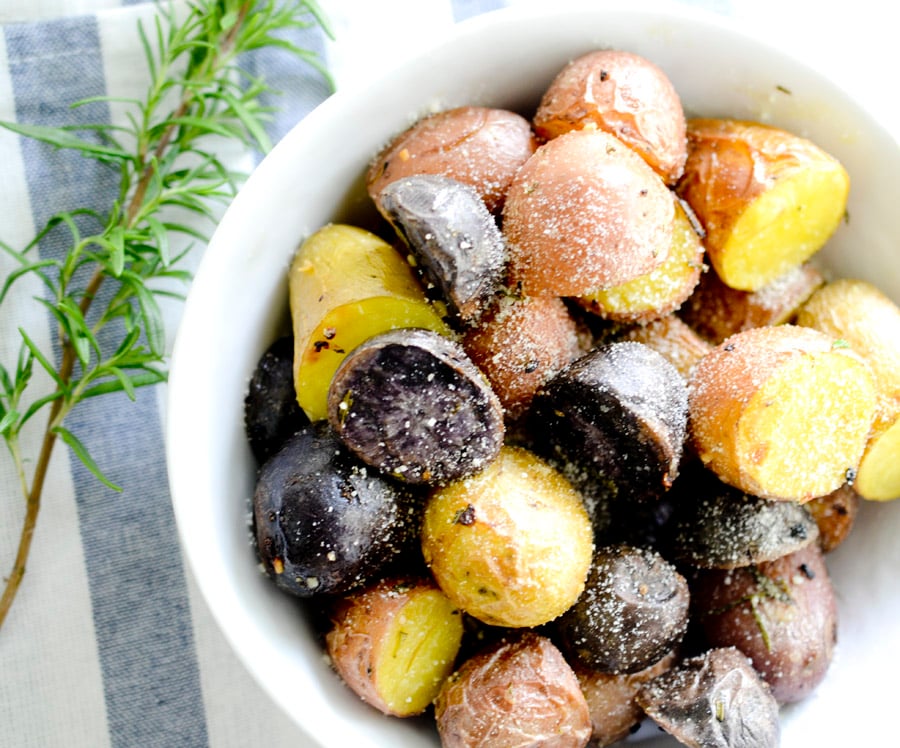 Red, White, and Blue Rosemary and Parmesan Potatoes - perfect side dish for the 4th of July