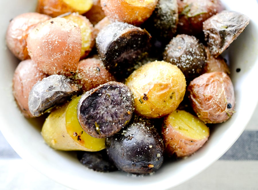 Red, White, and Blue Rosemary and Parmesan Potatoes - perfect side dish for the 4th of July