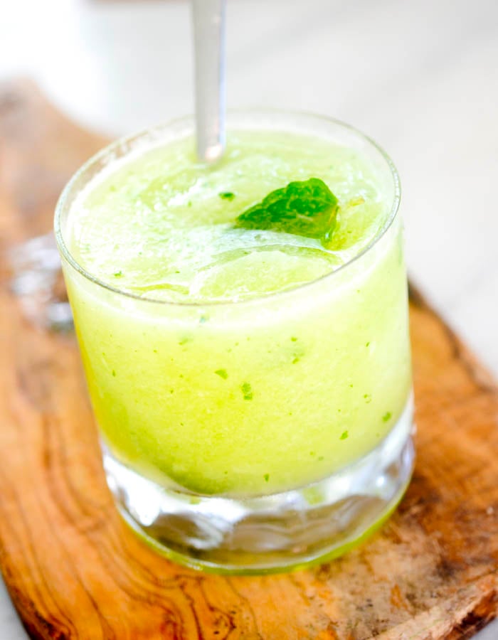 Honeydew Slush - Blended frozen honey dew and mint come together in this refreshing Summer drink!