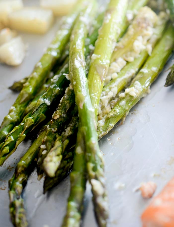 Sheet Pan Garlic Butter Salmon, Asparagus, and Potatoes