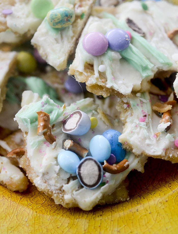 Easter Crack - your family will be asking you for this recipe over and over again! Fun and Festive Easter toffee. 