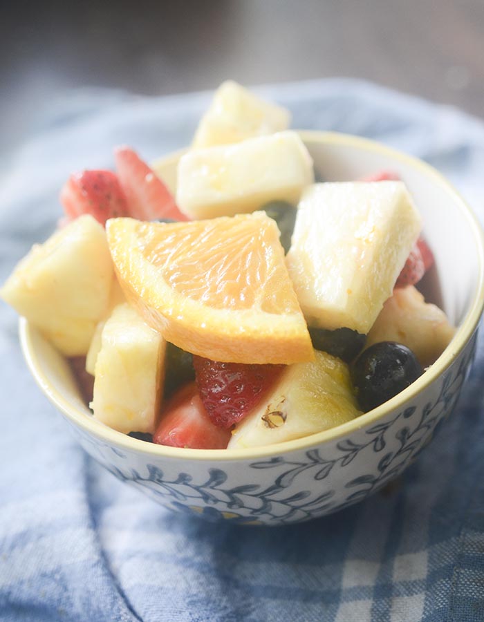 Perfect Summer Fruit Salad is a great salad to take to a Summer BBQ or cook out. The longer this salad sits in the marinade the better it gets! Will disappear in seconds!