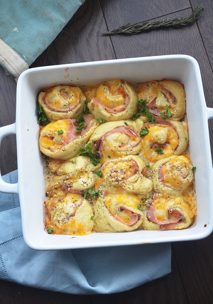 Hot Ham and Cheese Party Rolls