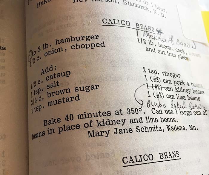 Calico Beans recipe from an old cookbook.