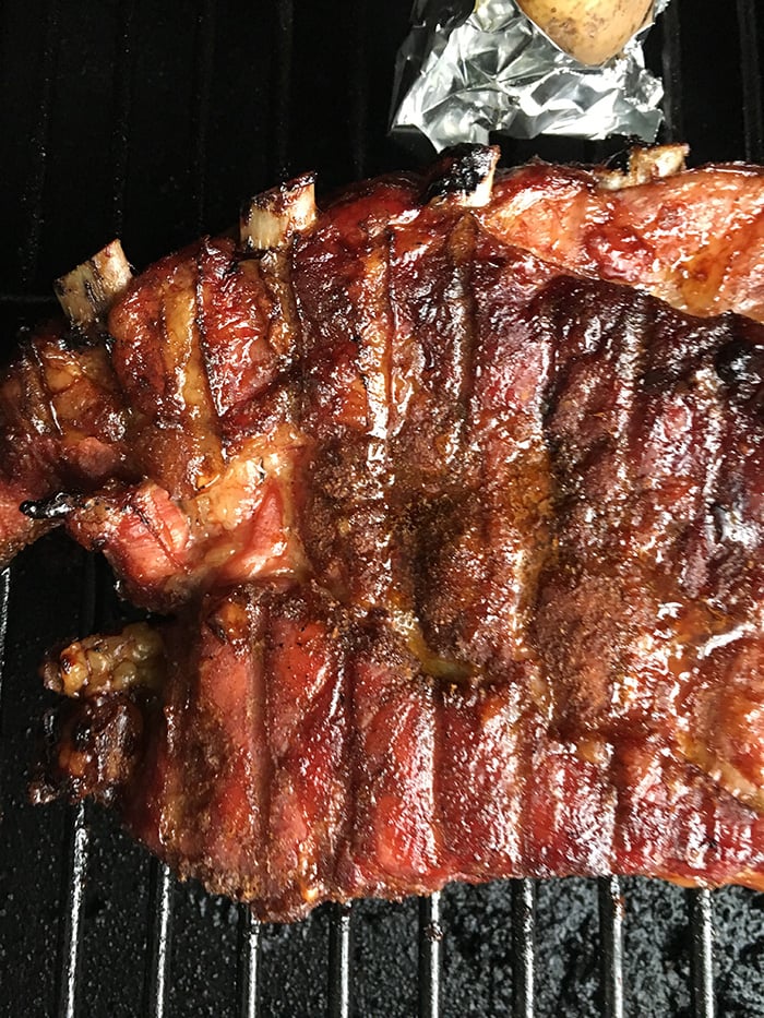 smoking ribs on grill
