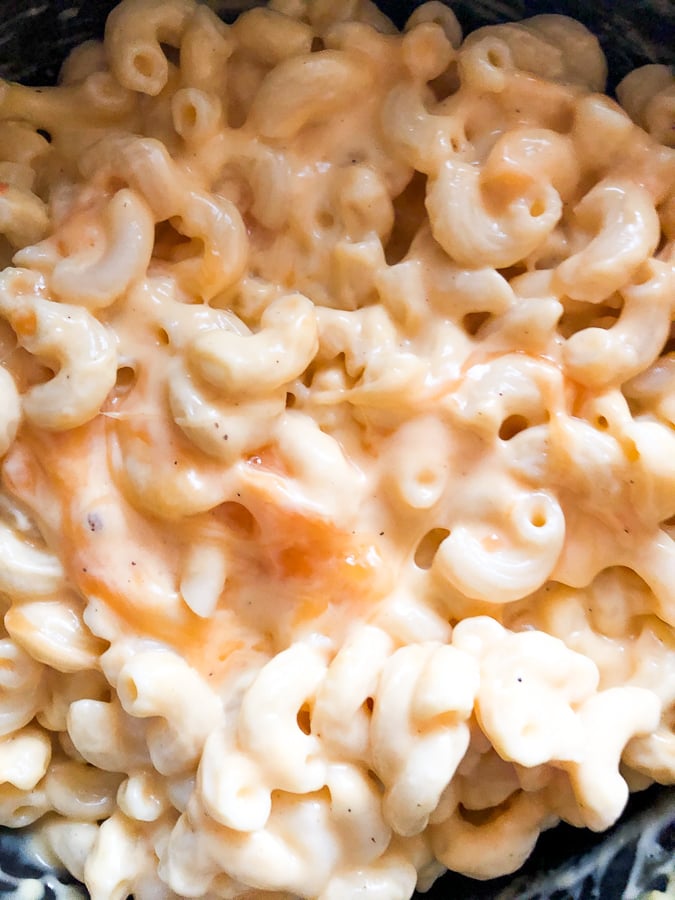 paula deen's mac and cheese recipe served in a bowl.