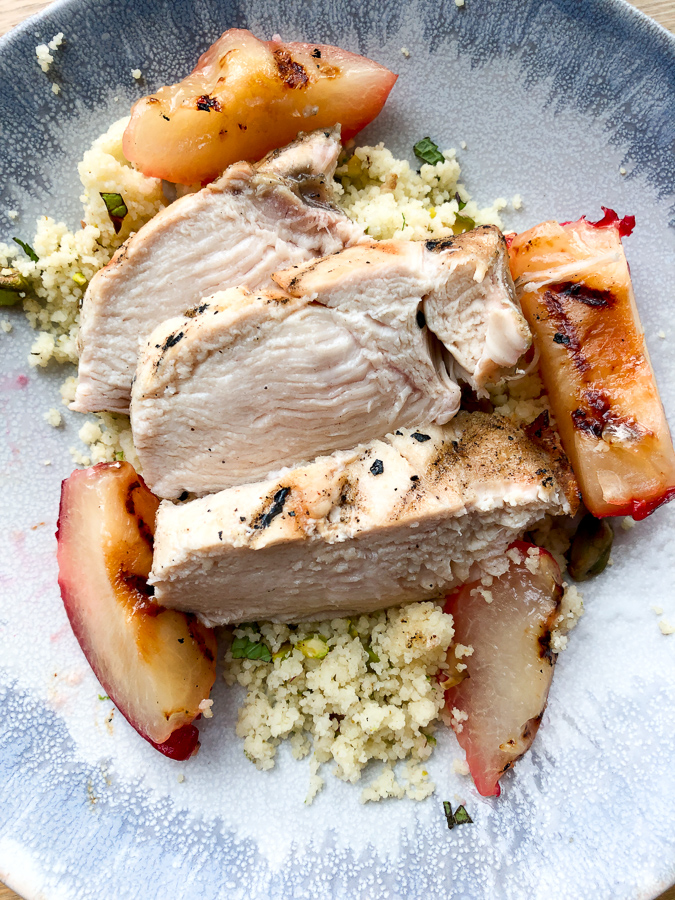 Grilled Chicken Couscous with Apricots and Pistachios 