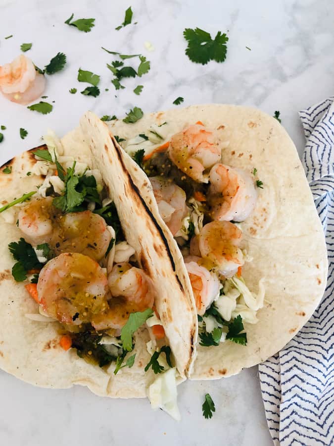 Shrimp Tacos with Tomatillo Salsa 