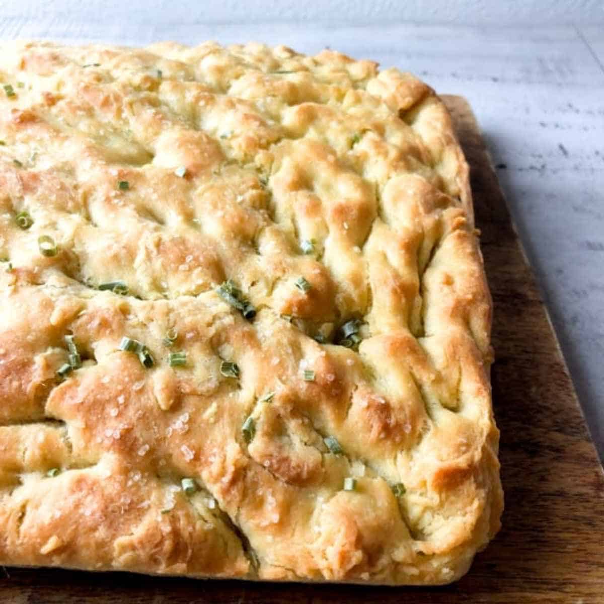 Easy no kneed focaccia bread. 
