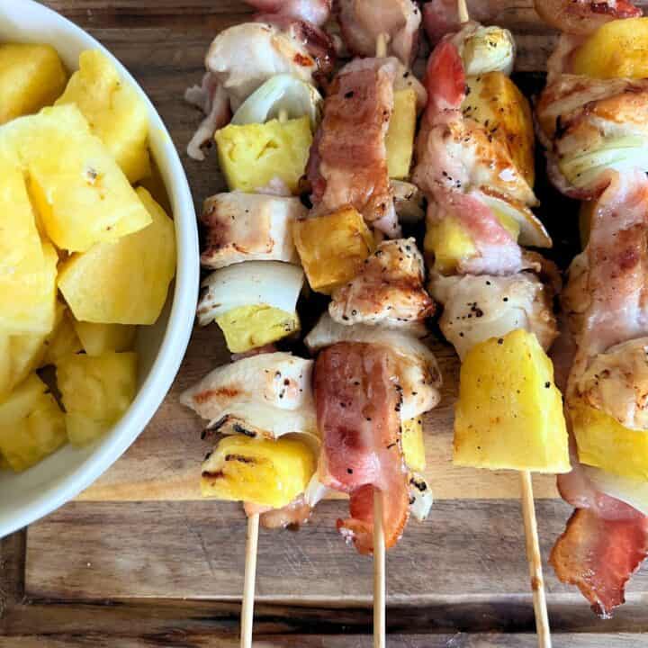 Grilled Bacon, Pineapple, Chicken Kabobs Recipe Diaries