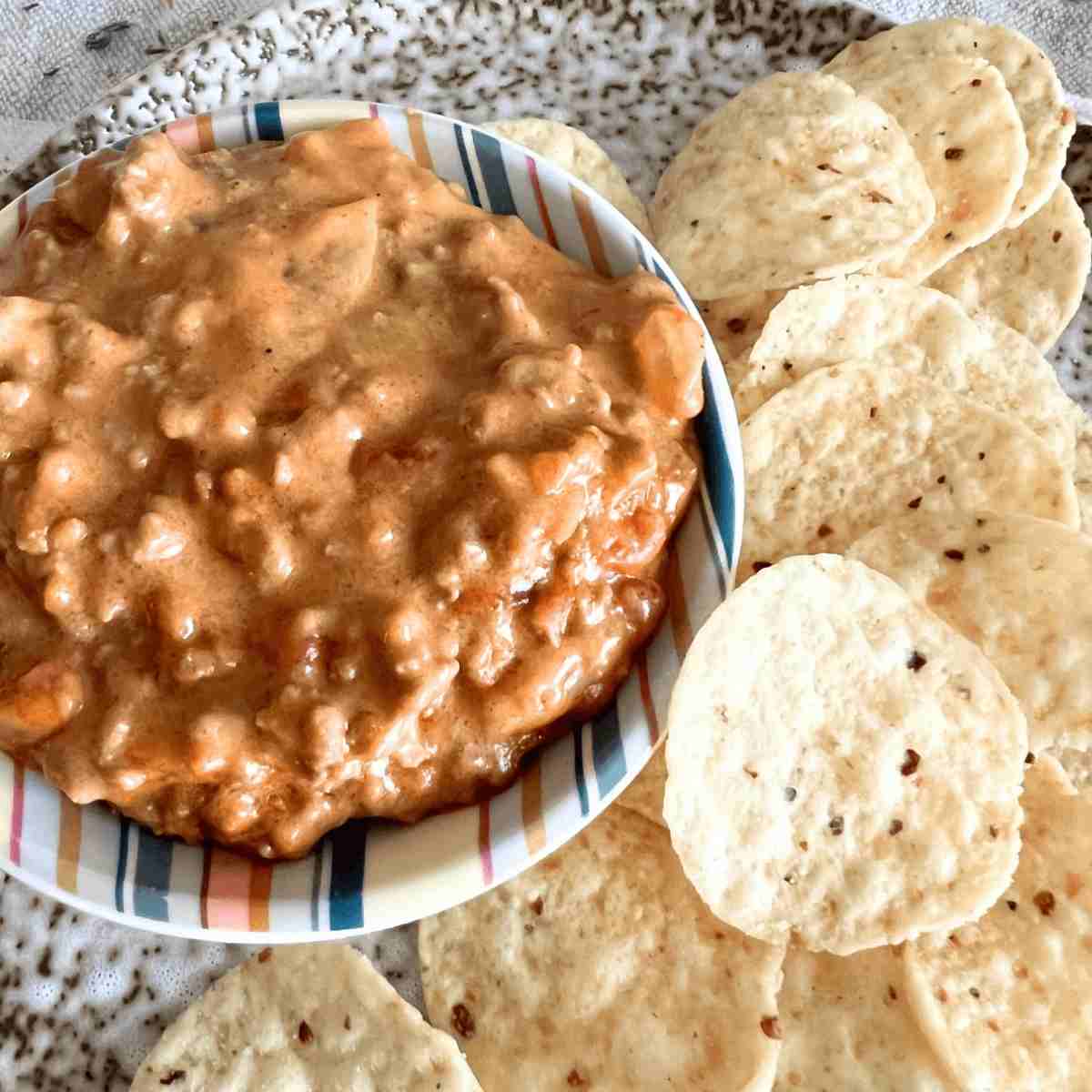 Smoked Queso dip with chips.