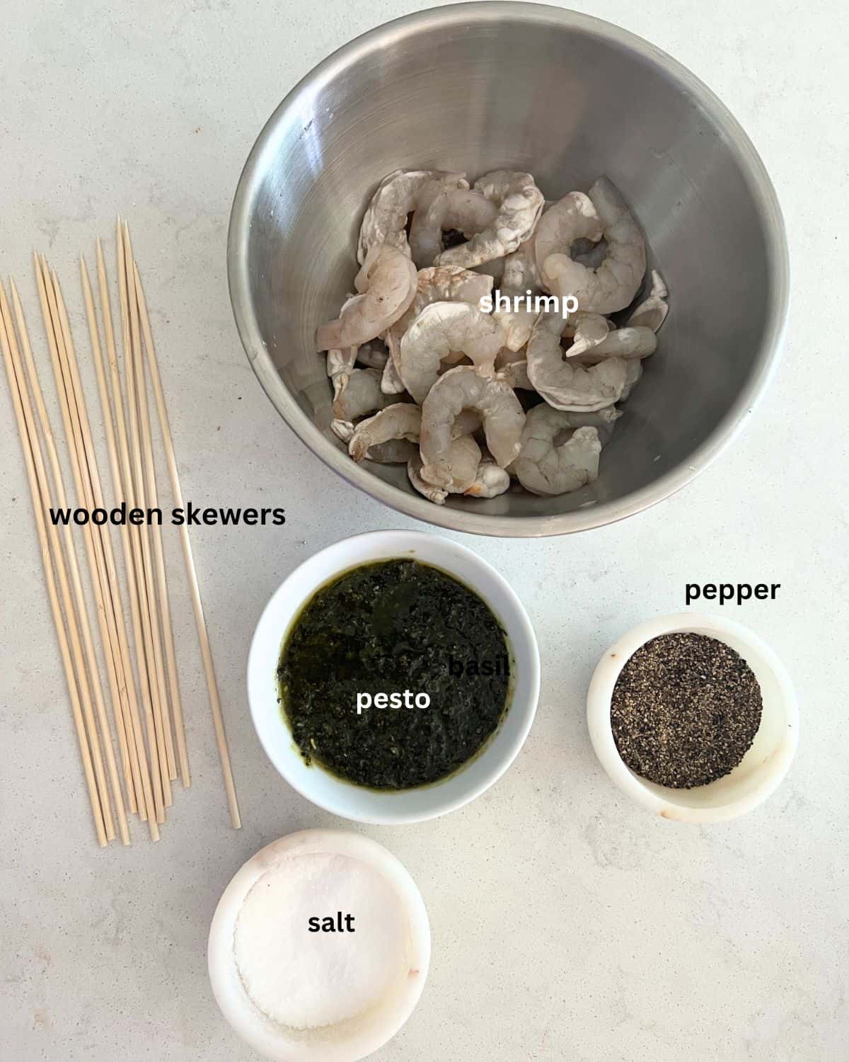 Ingredients for Grilled Pesto Shrimp. 