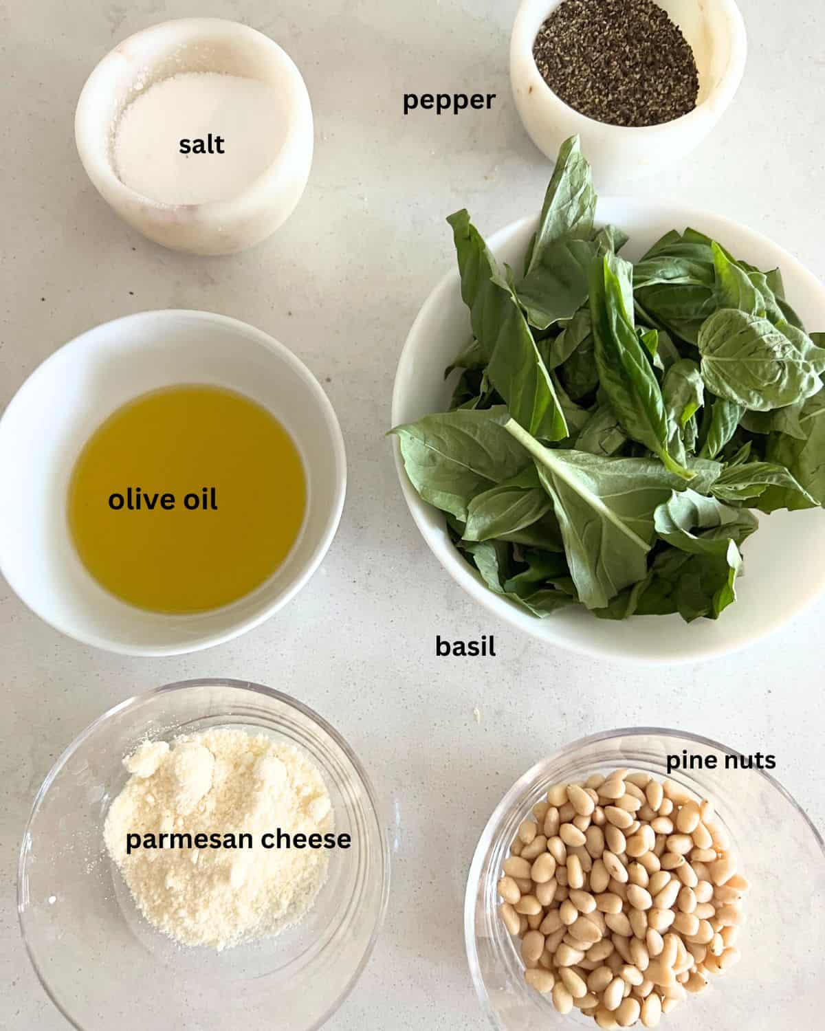 Ingredients for homemade pesto. 