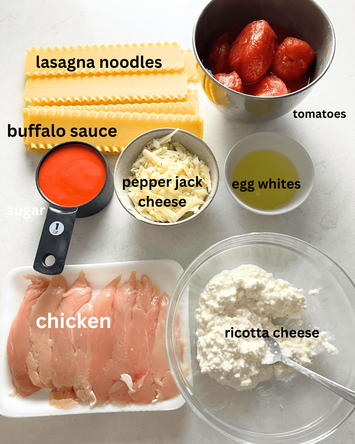 ingredients needed to make buffalo chicken lasagna 
