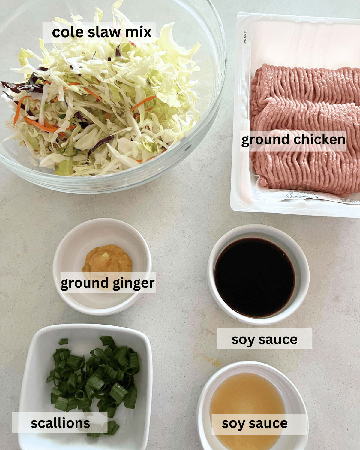 ingredients for egg roll in a bowl 