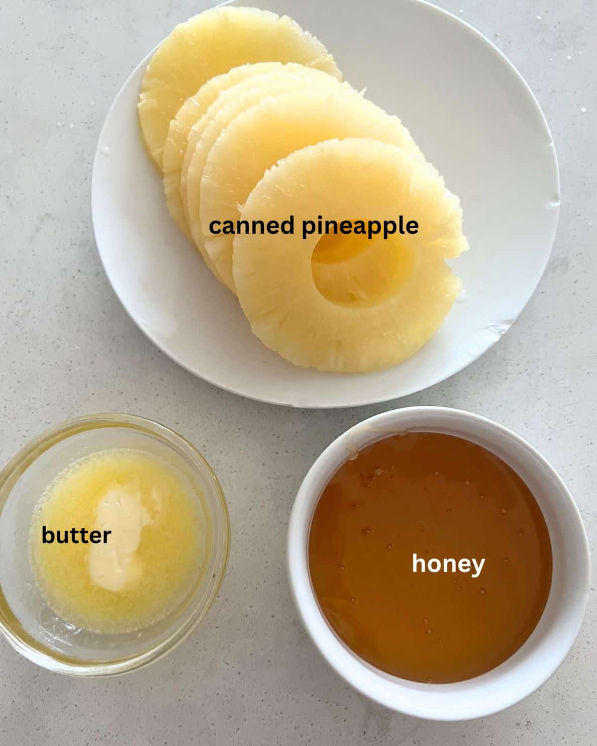 Ingredients needed for grilled pineapple. 