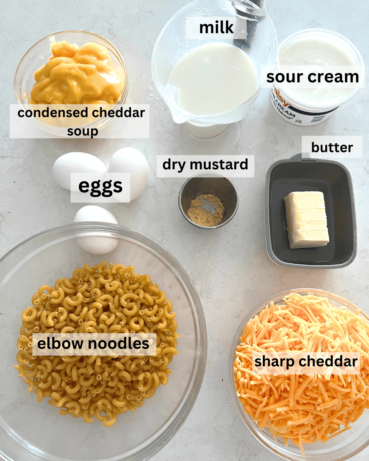 ingredients for Paula Deen's Crock Pot Mac and Cheese Recipe. 