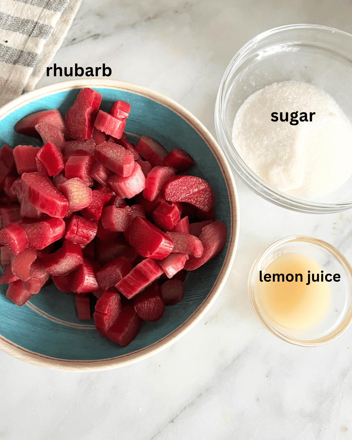 Ingredients needed for rhubarb fruit leather