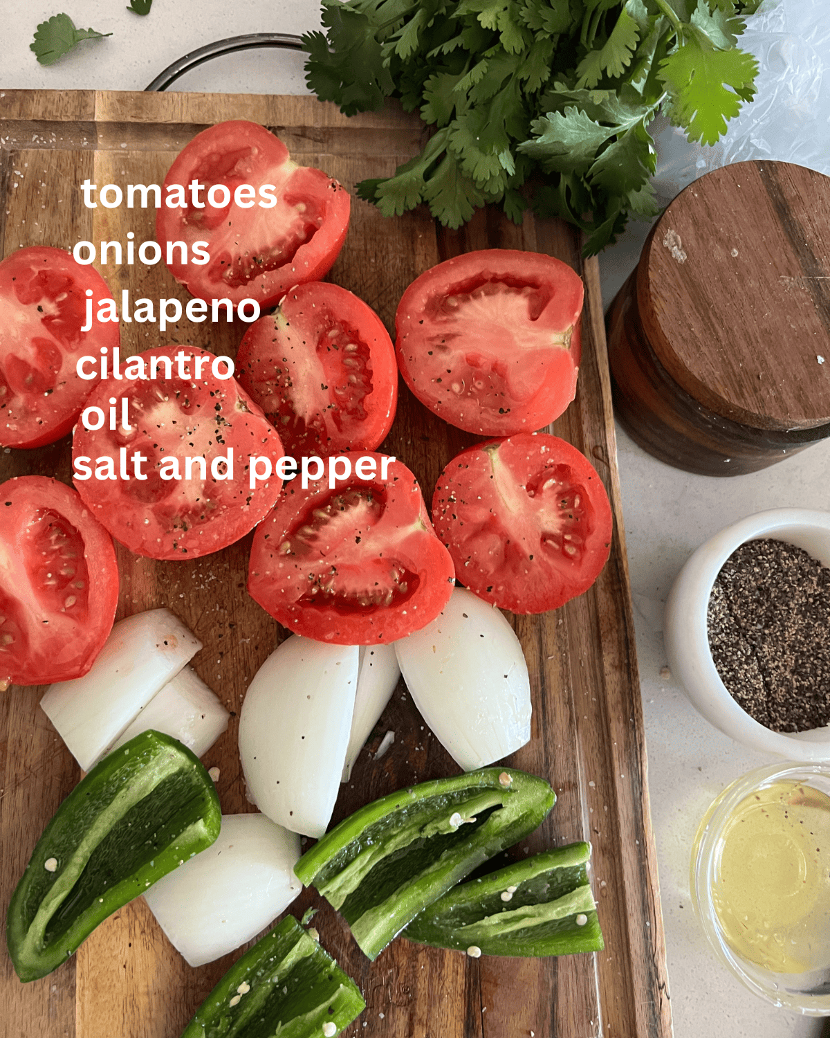 Smoked salsa ingredients.
