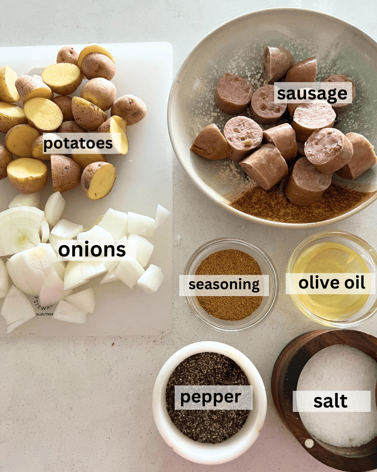 ingredients needed for smoked sausage and potatoes