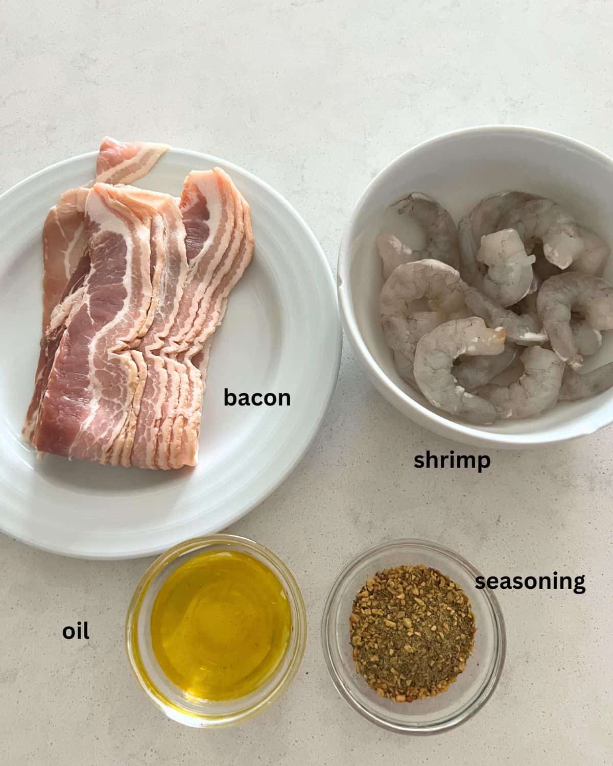 ingredients Needed for smoked bacon wrapped shrimp. 