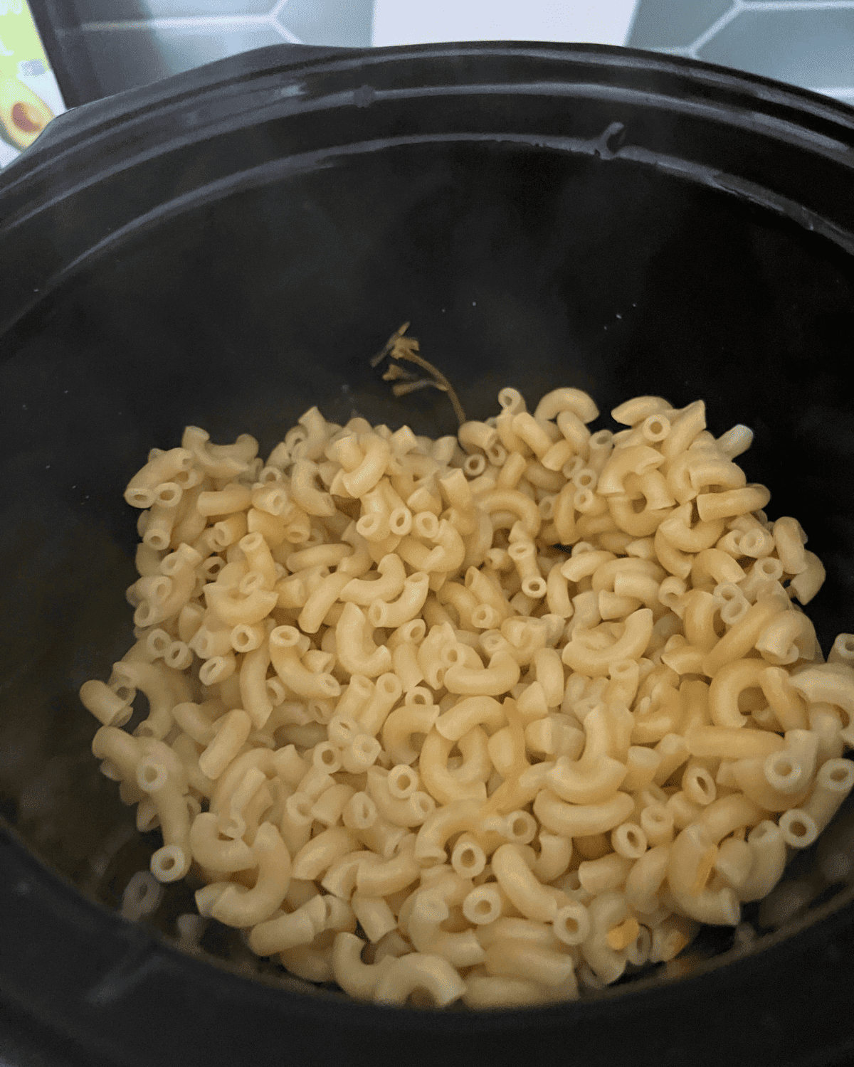 cooked noodles in a crock pot. 