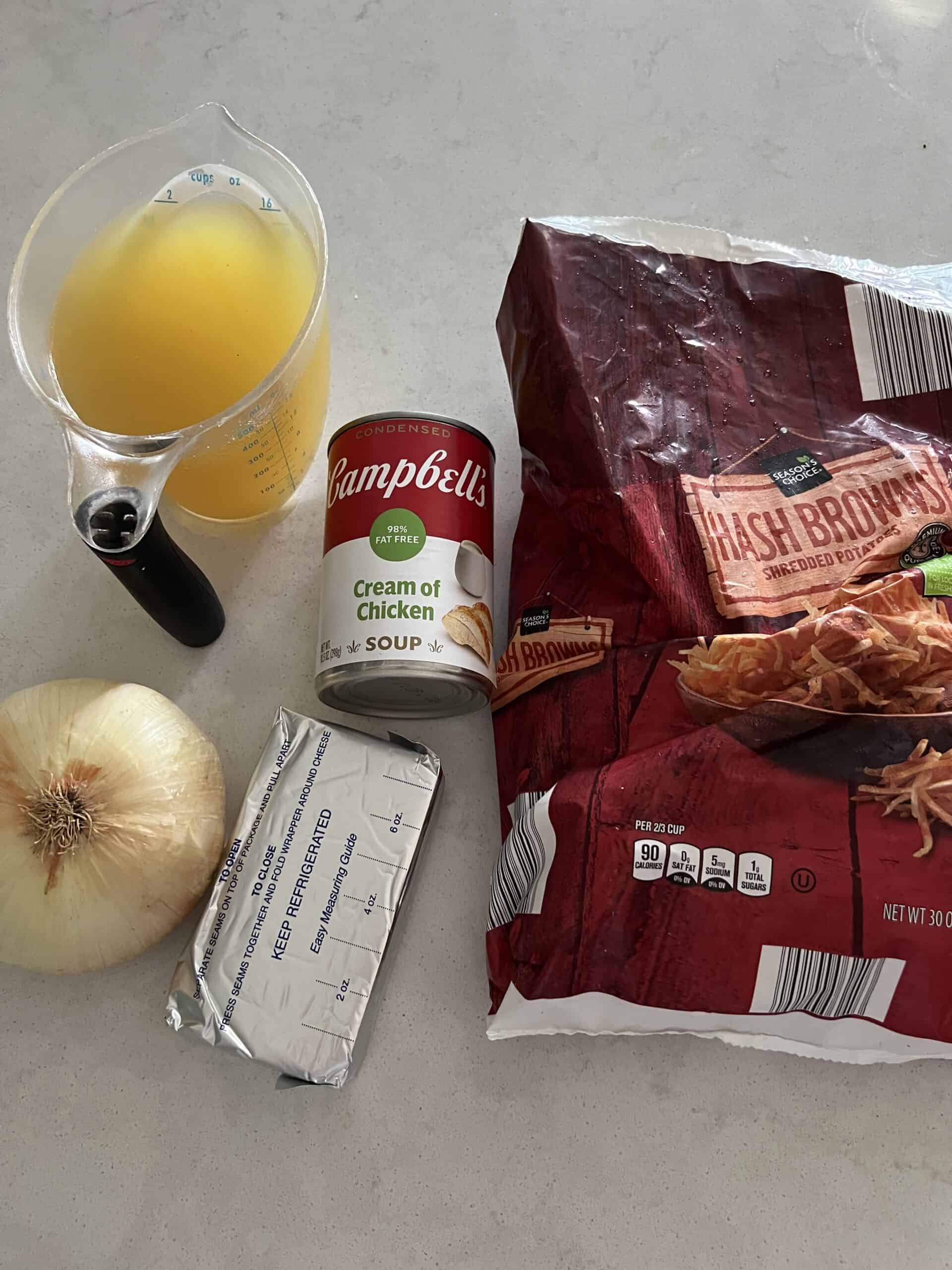 Ingredients needed for crock pot potato soup. 