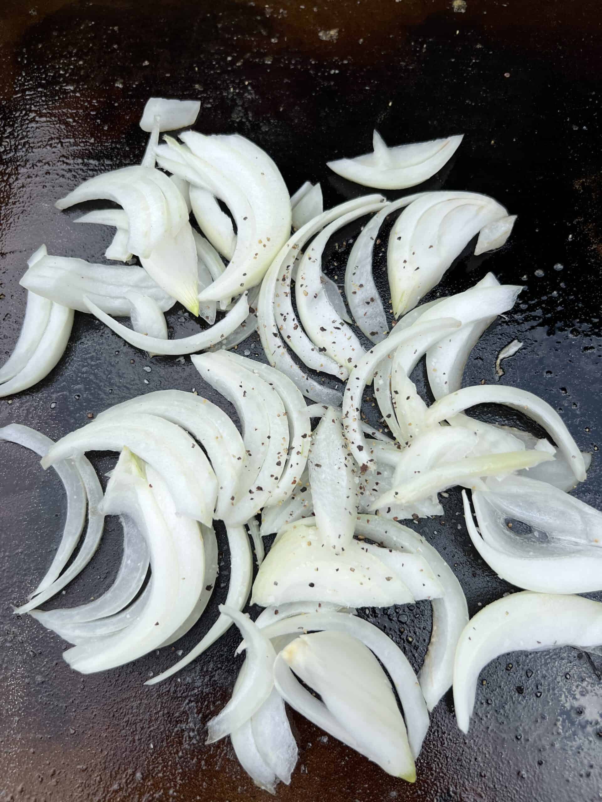 Onions on blackstone griddle. 