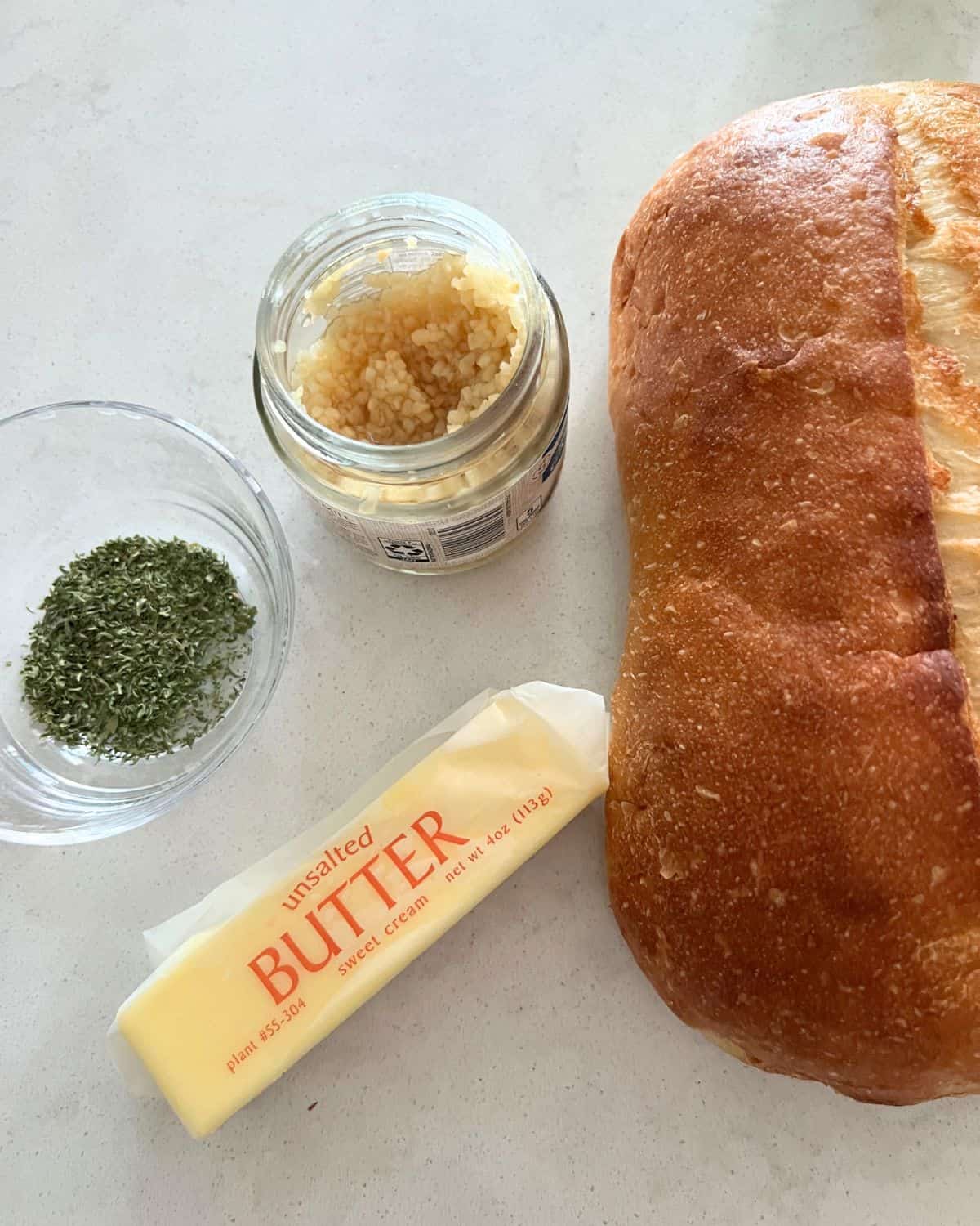 Ingredients needed for Air Fryer Garlic Bread