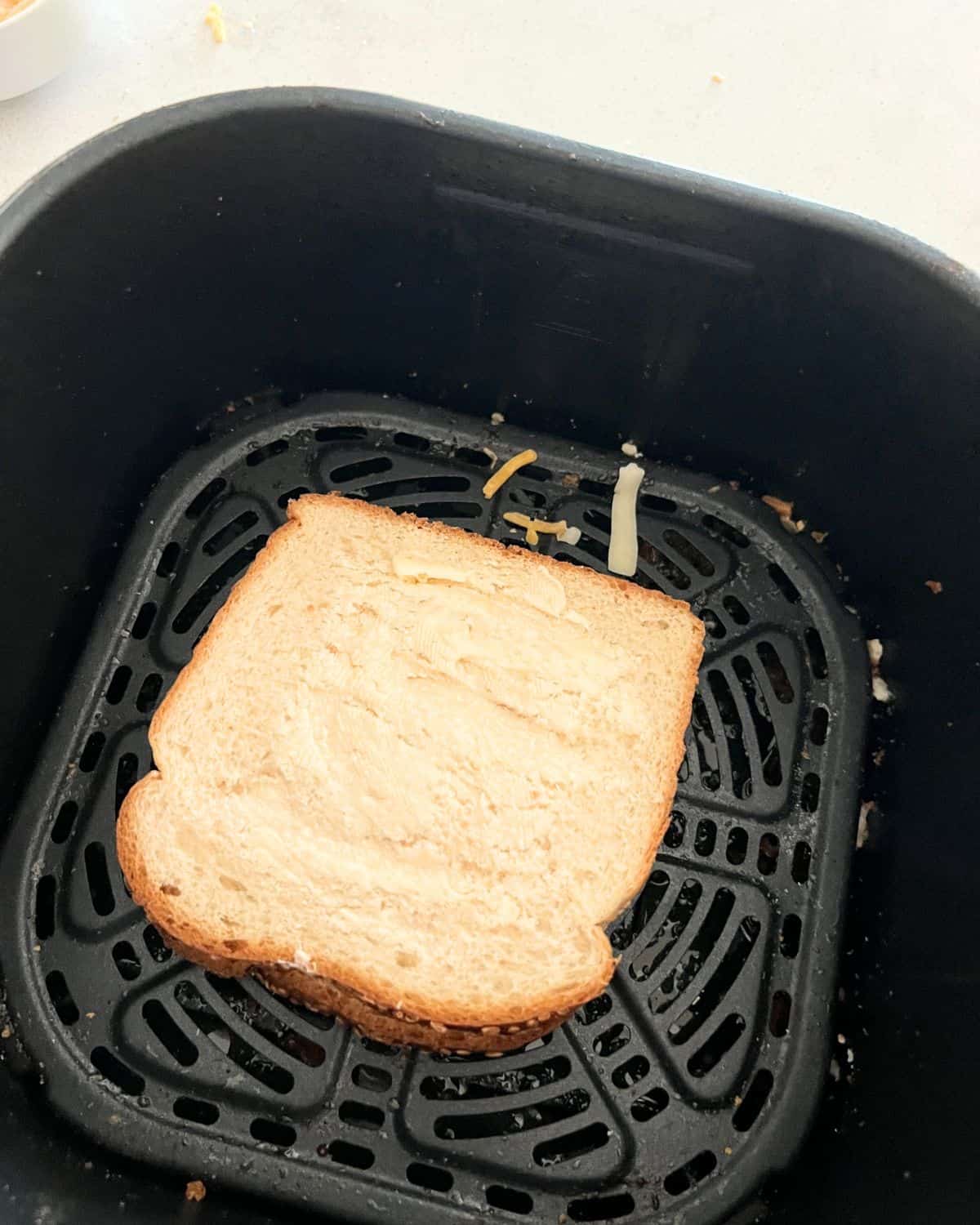 Air fryer grilled cheese ready for air fryer. 