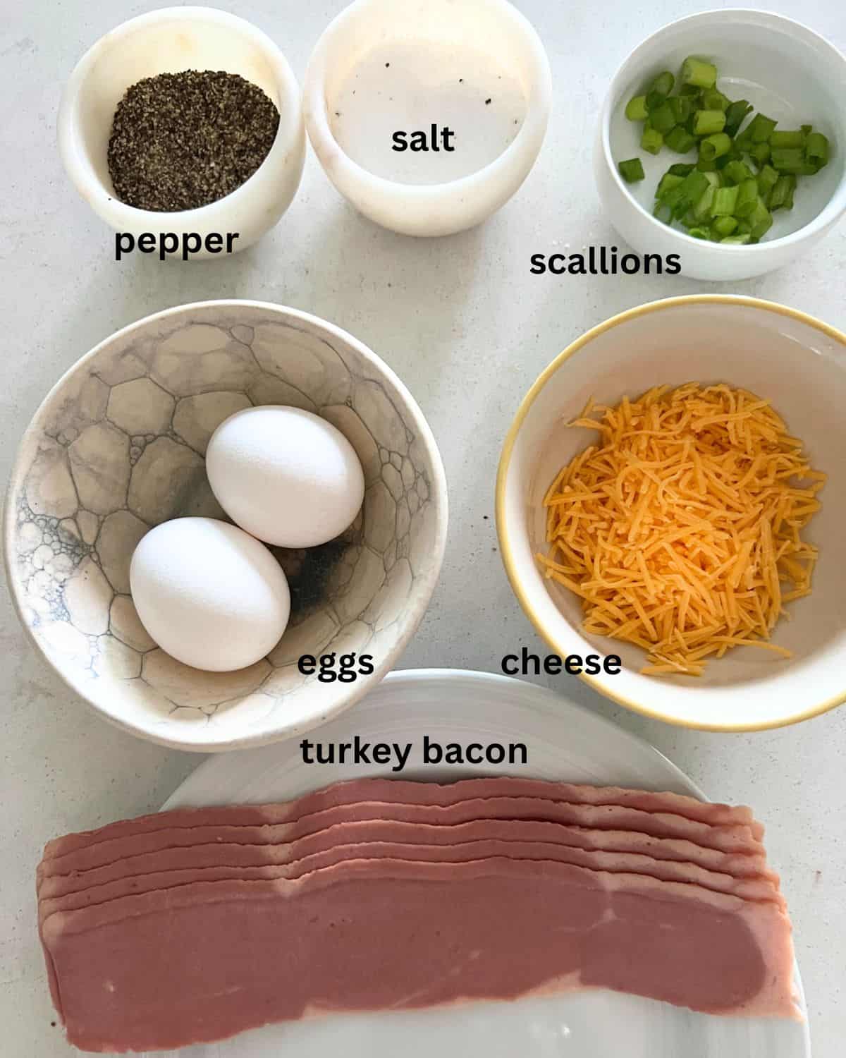 Ingredients needed for air fryer omelette. 