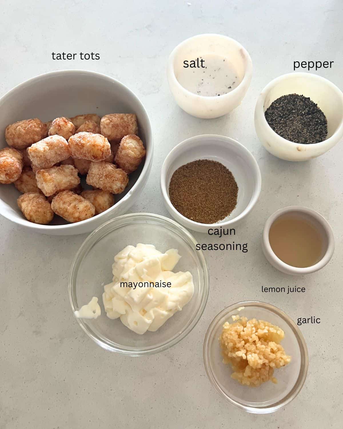 Ingredients needed for air fryer tater tots. 