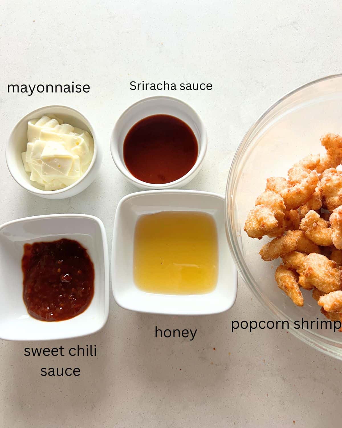 Ingredients needed for Bang Bang Shrimp 