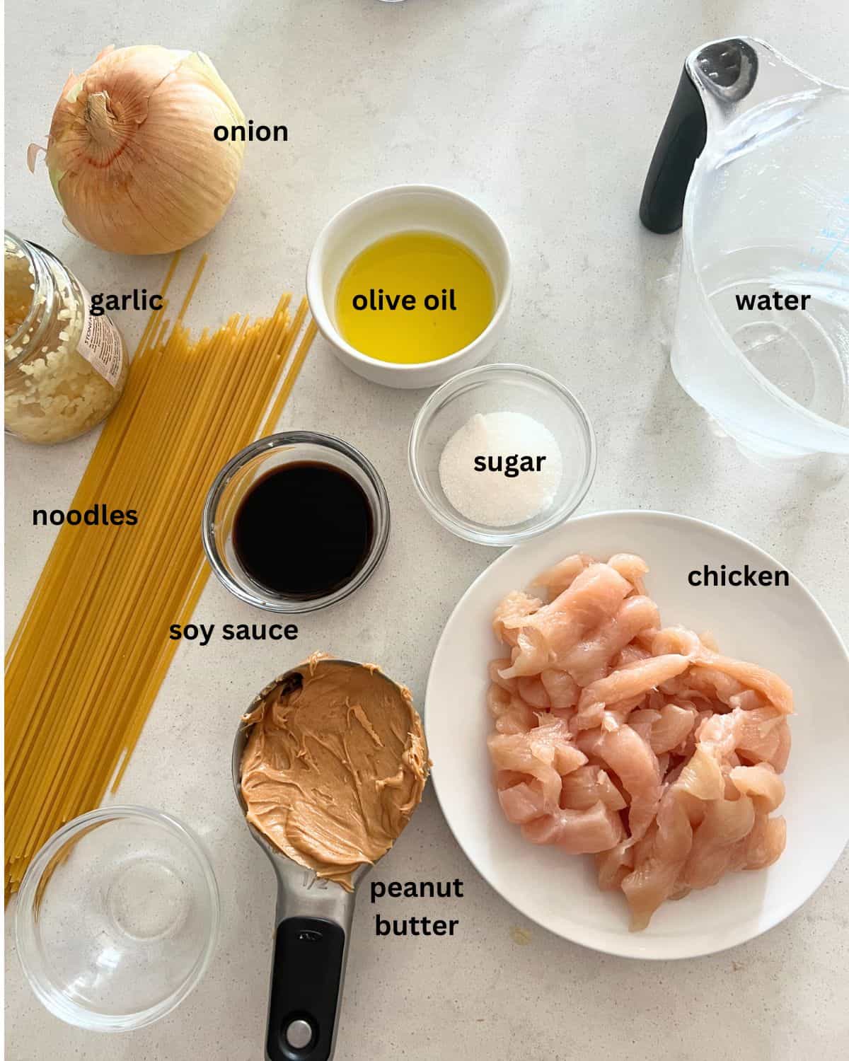 Ingredients needed for Peanut Sauce. 