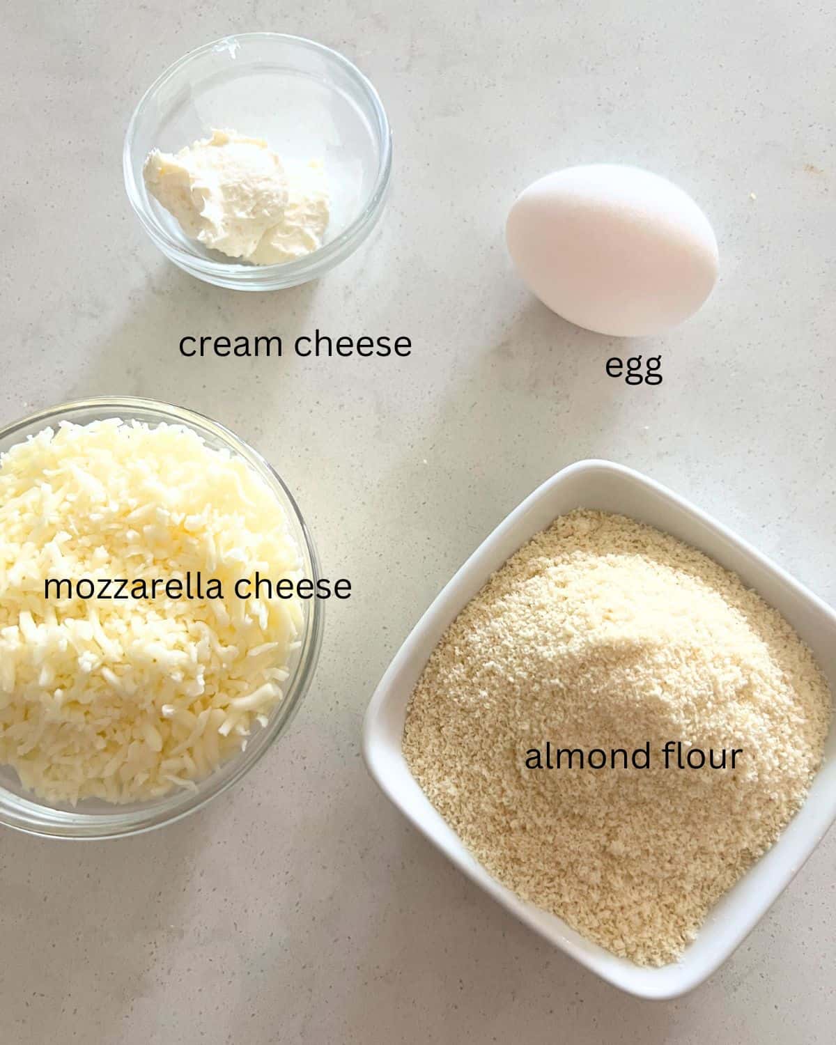 Ingredients needed for Fat Head Dough. 