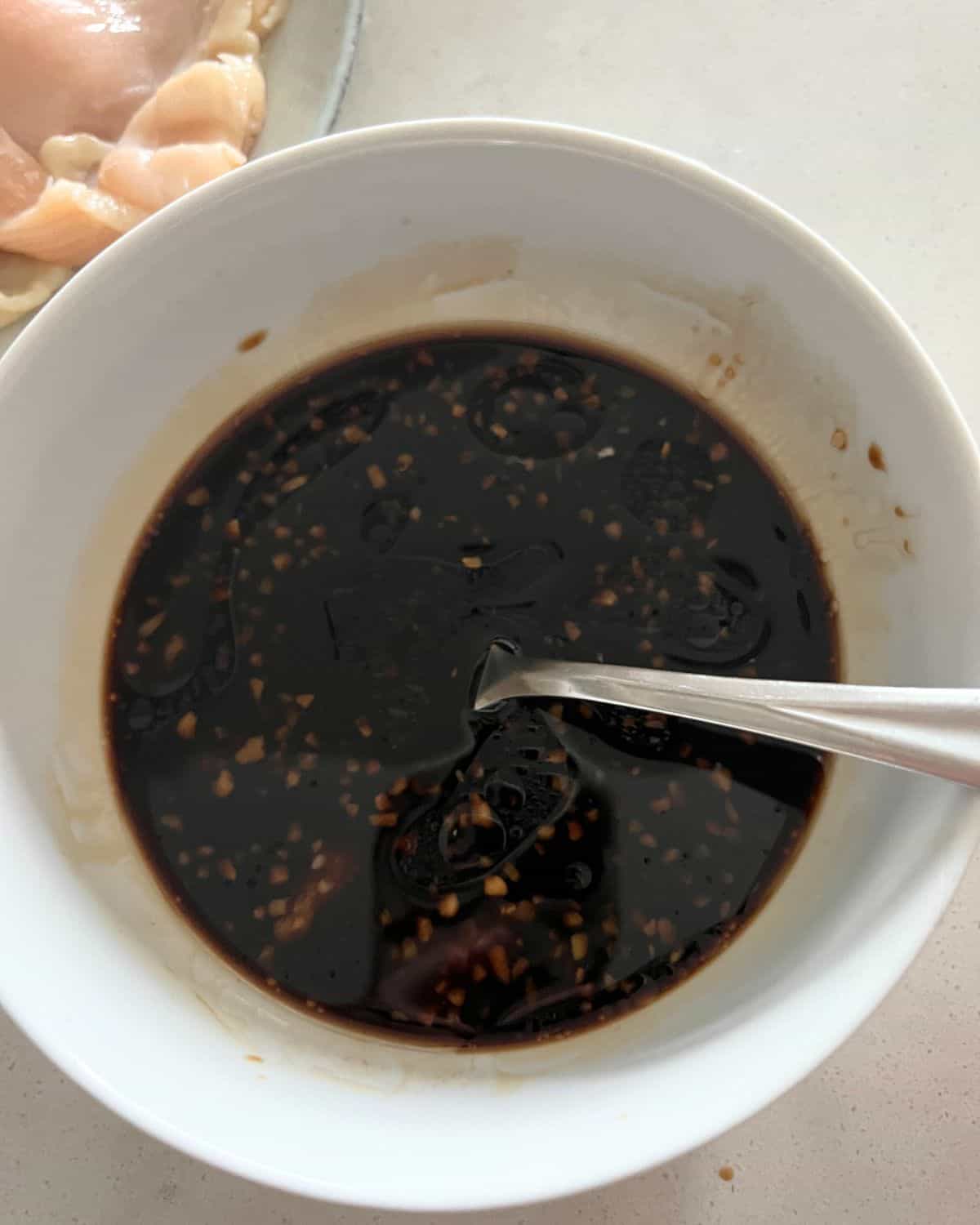 Marinade hibachi ingredients in a bowl. 
