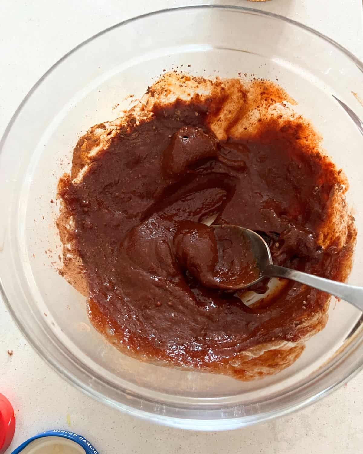 BBQ sauce ingredients in a bowl. 