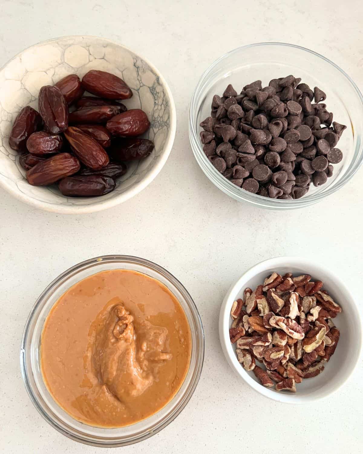 Ingredients needed for chocolate covered dates. 