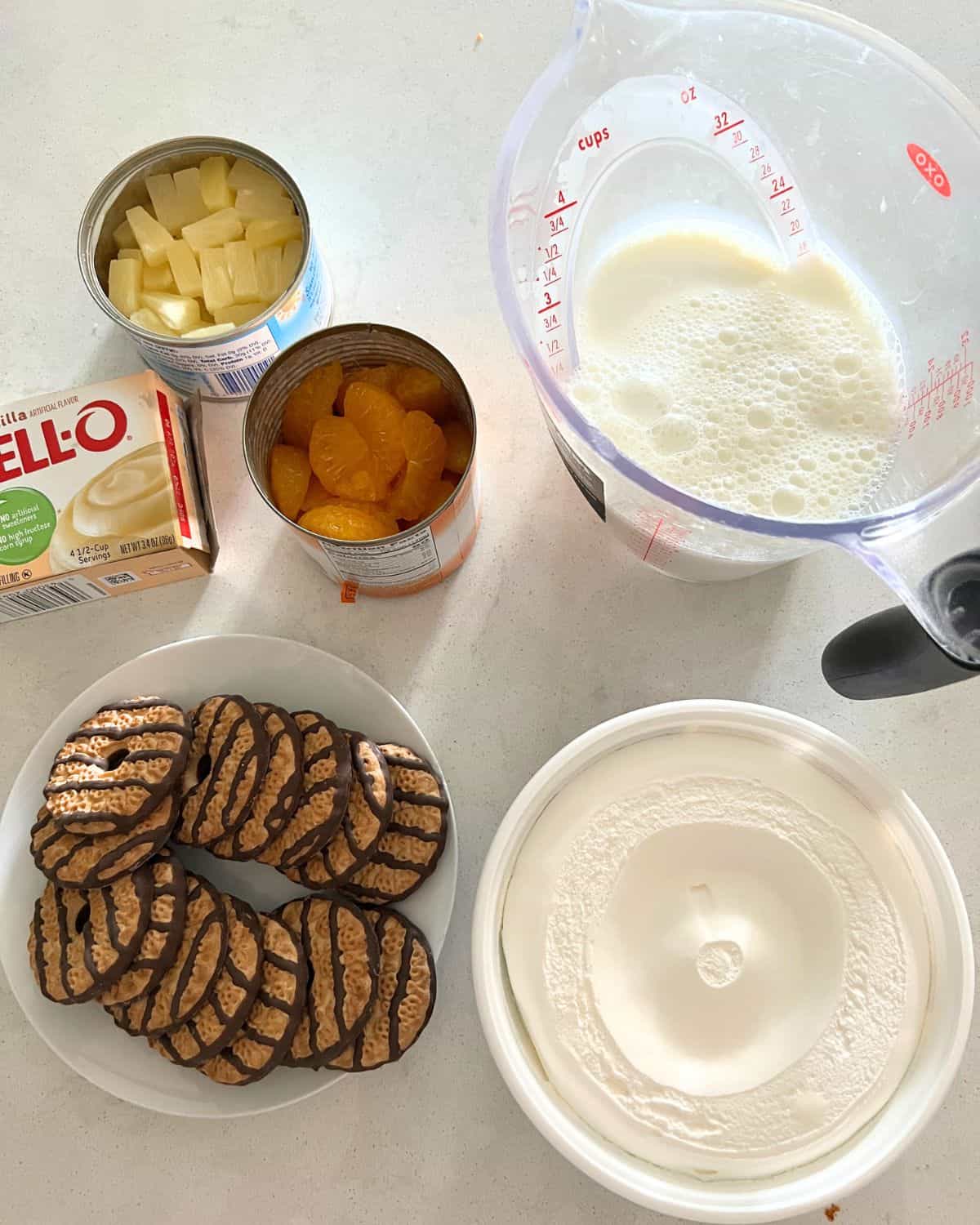 Ingredients needed for Cookie Fruit Salad. 