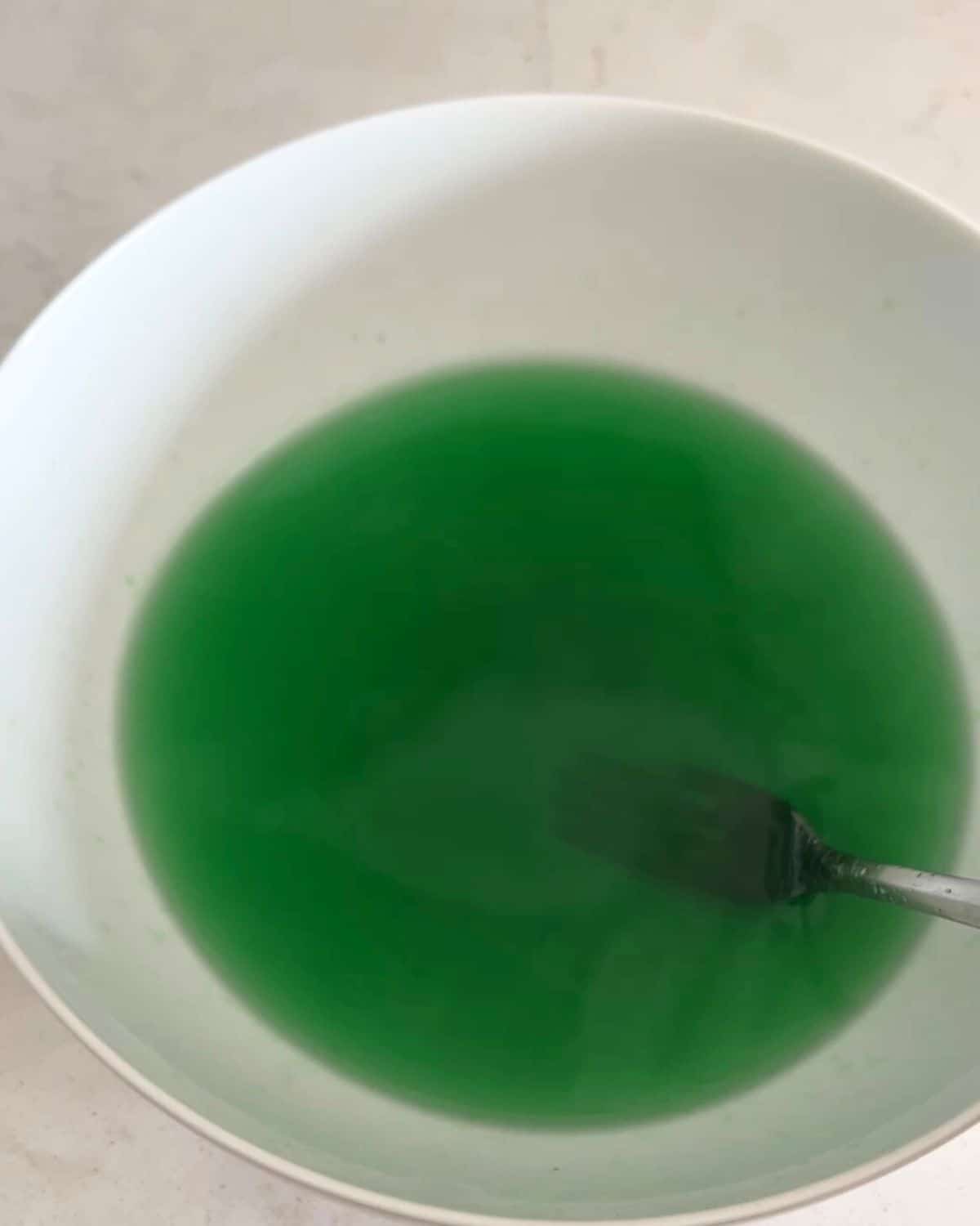 Key lime jello dissolved in water. 