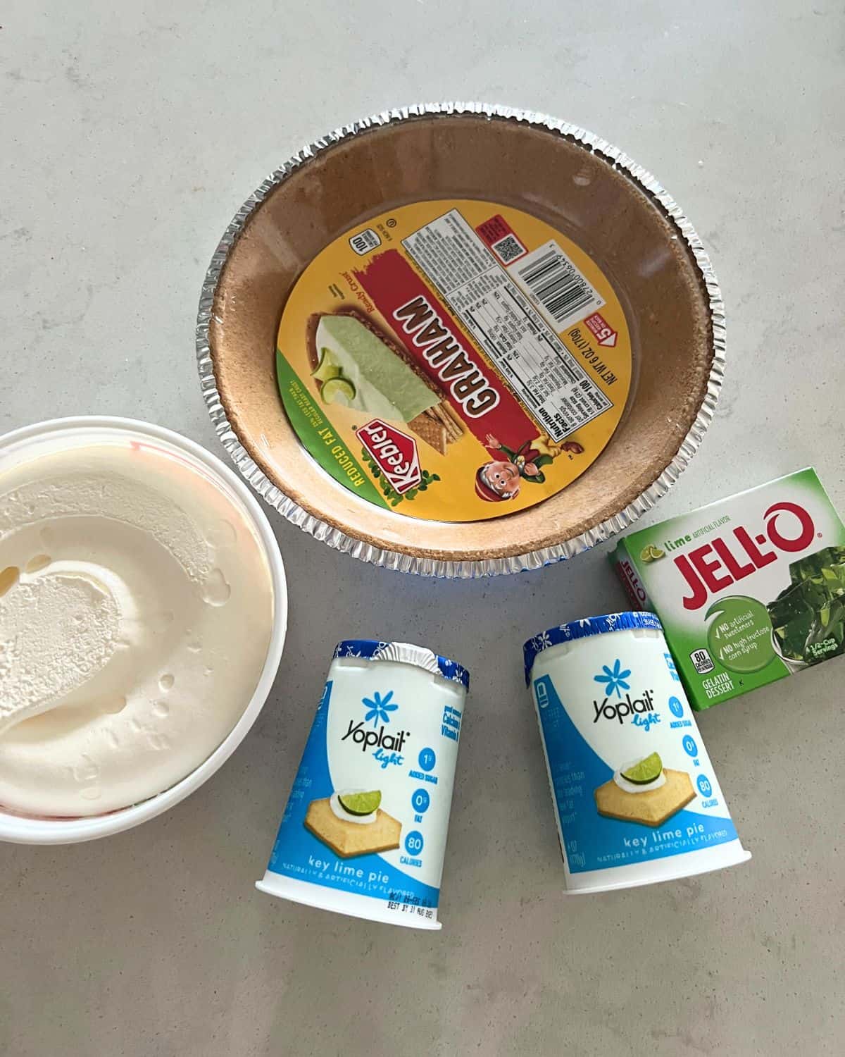Ingredients needed for key lime pie.